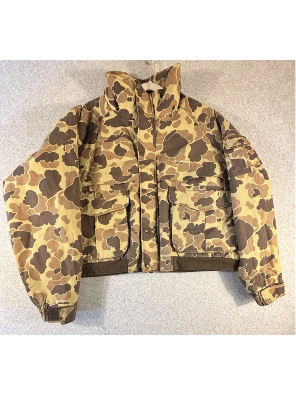 Cabelas Waterfowl Hunting Jacket Mens XL Duck Camo Hooded Field Coat Vintage